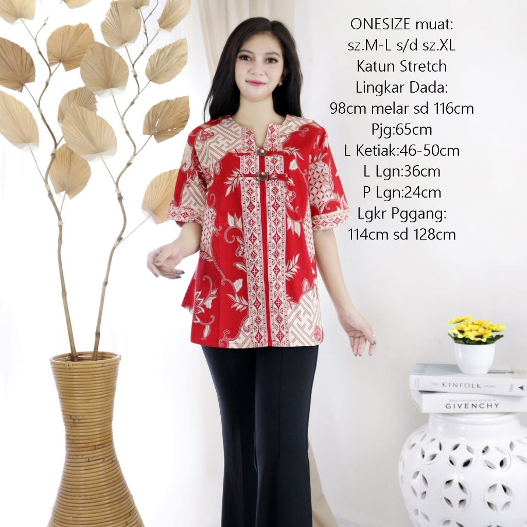 BLOUSE BATIK WANITA ATASAN JUMBO CEWEK CASUAL MOTIF BUNGA BIG SIZE