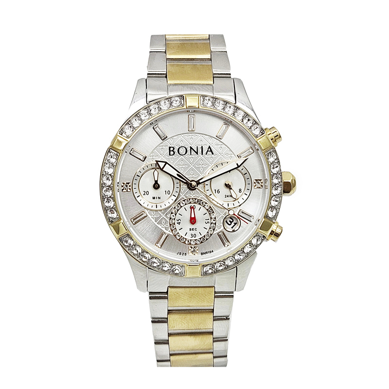 Bonia BR194-2117C Silver Gold Chronograph Jam Tangan Wanita Origina