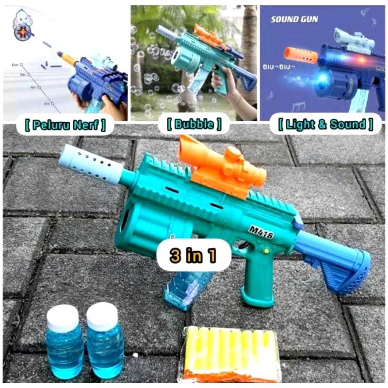 mainan tembak tembakan multifungsi Water riffle M416 3in1 GUN