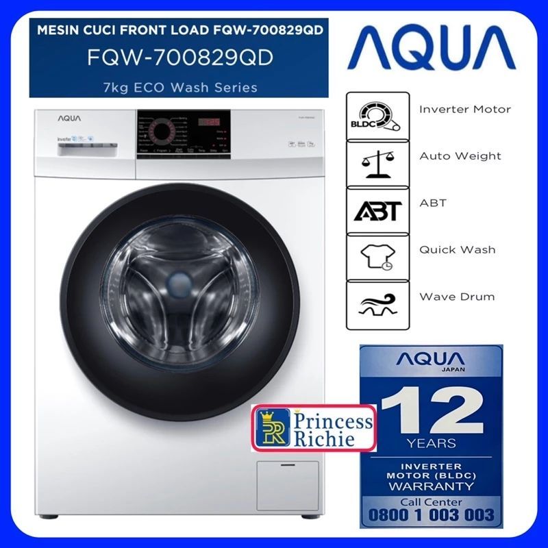 AQUA mesin cuci front loading inverter 7kg