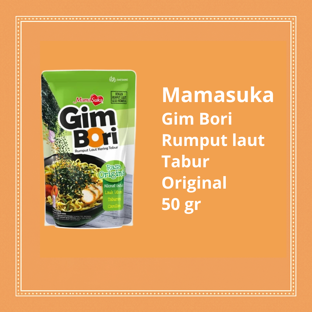 

Mamasuka Gim Bori Tabur Original 50g Kemasan Besar | Rumput Laut Gurih Hemat