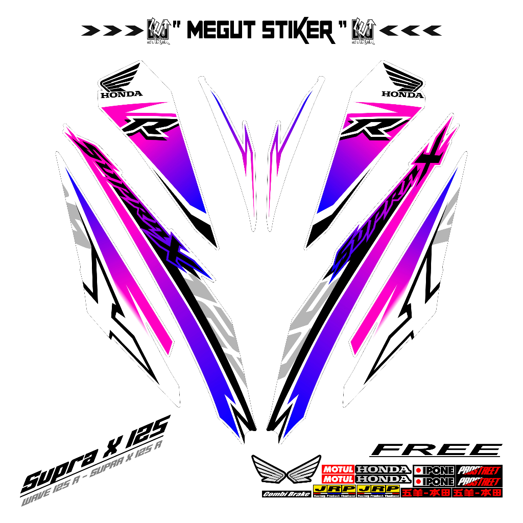 Striping Supra X New 125 / Supra X 125 Fi Injeksi Dasar Putih (4) / Stiker Honda Supra X 125 R