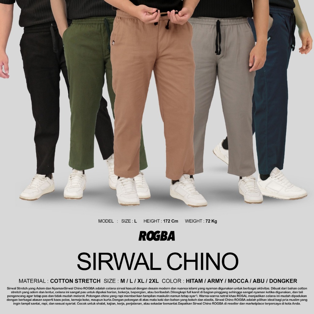 Celana Sirwal Chino Rogba Celana Panjang Muslim Pria Dewasa La Isbal Syari