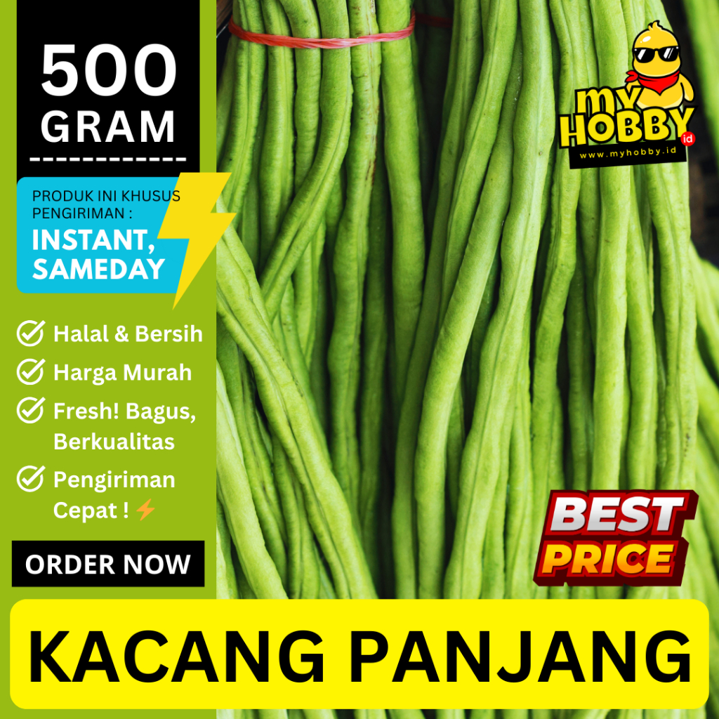

Kacang Panjang Segar 500 gram! Murah, Bagus, Fresh! Bisa Kirim Pakai Instant Kurir. MyHobby ID