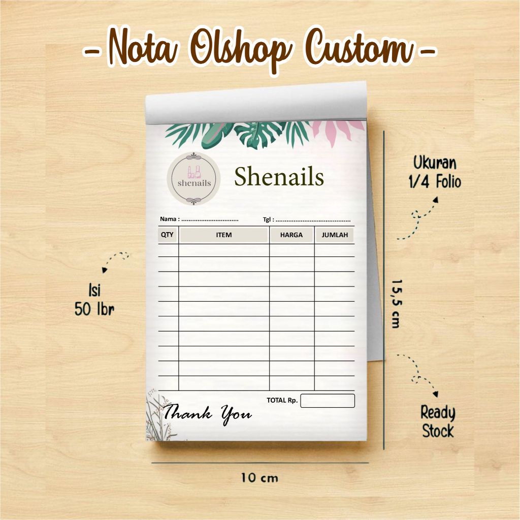 

nota custom gratis design cocok untuk usaha online shop