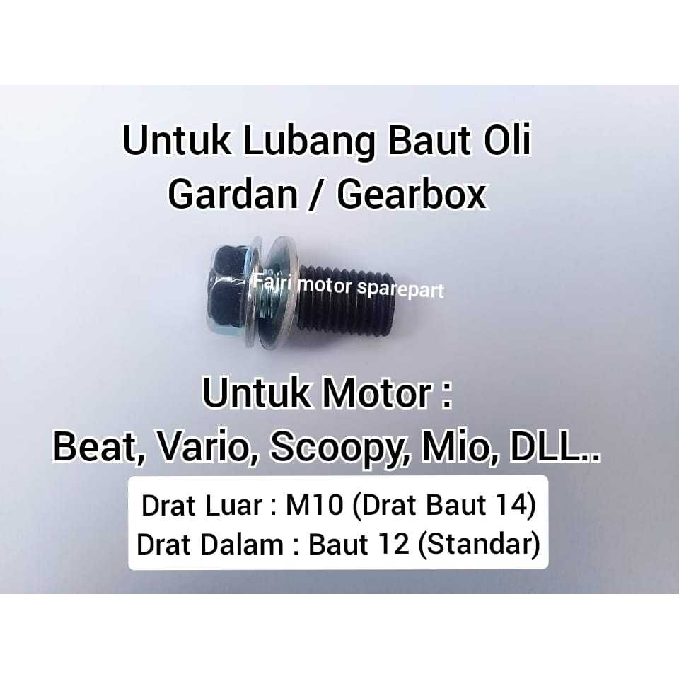 Drat Sok Lubang Baut Oli Gardan / Gearbox Drat luar 14 Drat Dalam 12 ( Standar )