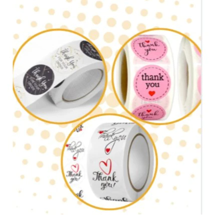 

StickArt_Shop (500 Pcs) Stiker Thank You – Label Bulat Elegan untuk Souvenir & Kemasan Produk