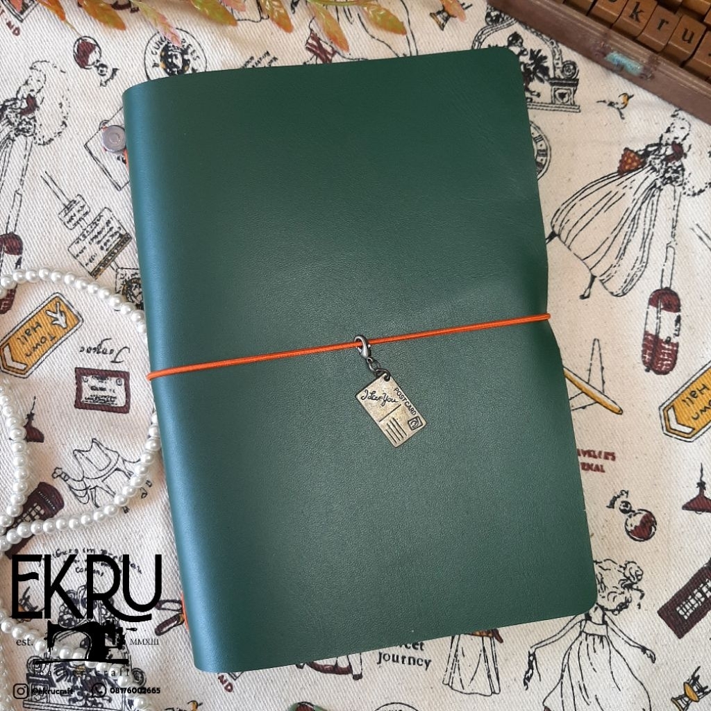 

A5 • REGULAR • A6 • PASSPORT - NAPPA GREEN - GENUINE LEATHER COVER TRAVELERS NOTEBOOK JOURNAL MIDORI KULIT ASLI