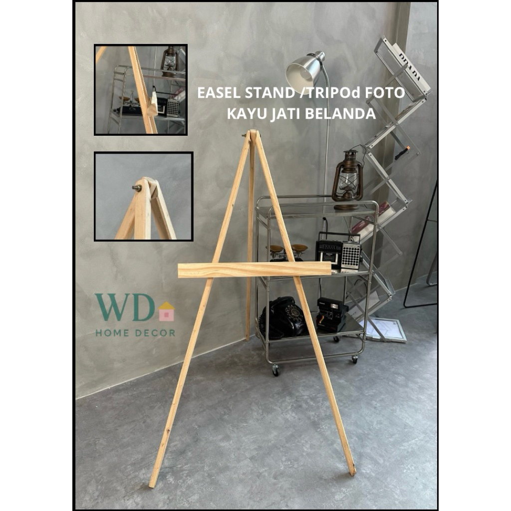

Easel standing kayu jati belanda tinggi 120cm stand foto,stand kanvas ,stand akrilik