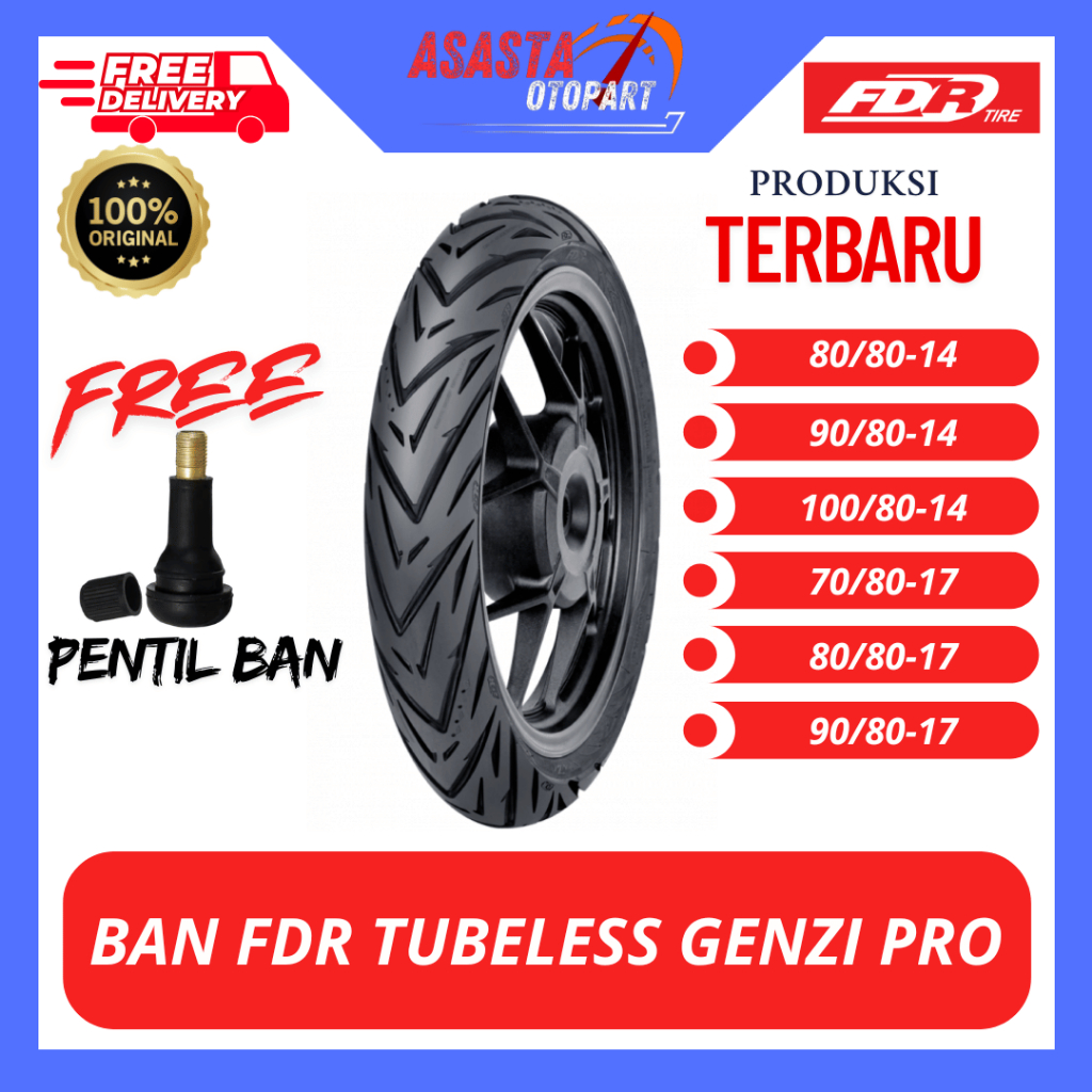FDR GENZI PRO RING 14 RING 17 / BAN FDR TUBLES GENZI PRO / BAN FDR TUBELESS RING 14 & 17 ( 80/80-14 