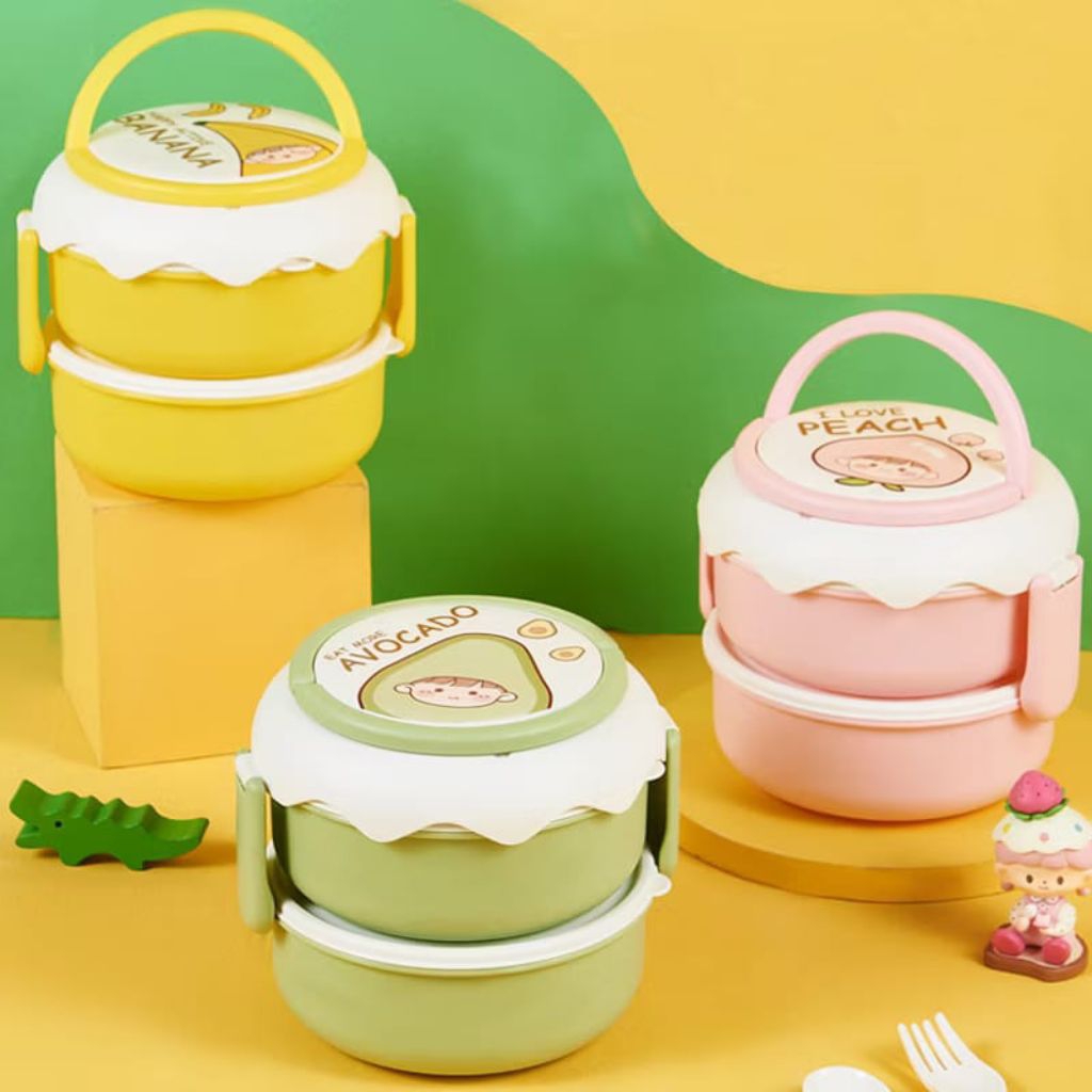 Z3 Kotak Bekal Lucu 2 Susun 2 Tingkat Rantang Lunch Box Tempat Nasi