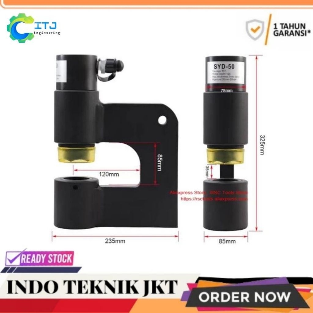 

16-50mm x 5mm Hydraulic Hole Puncher SYD-50 Punch Hidrolik