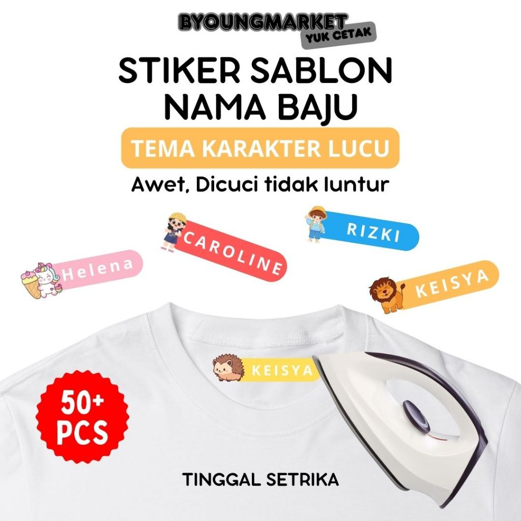 

Stiker Sablon Label Nama Baju Stiker Custom Nama Label Printing Kain / Kaos Sablon Setrika Tema Karakter Lucu Gratis