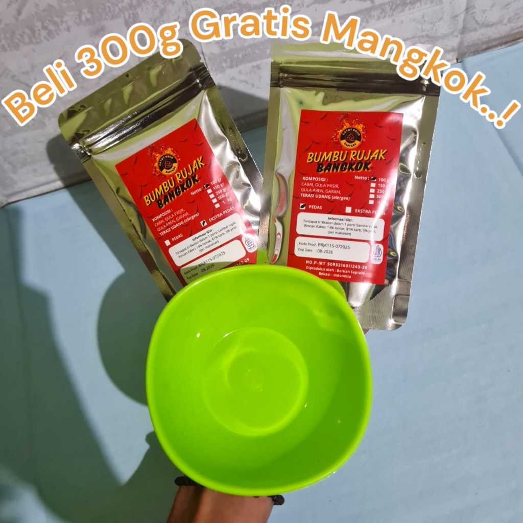 

Promo 300g Bumbu Rujak Bangkok Buah Bubuk Tabur Cocol Pedas & Extra Pedas Manis Asin Gurih Halal