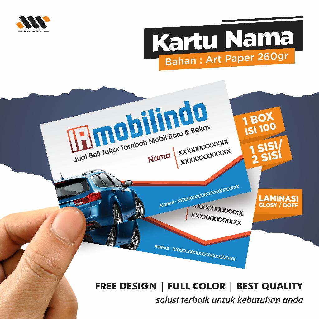 

Cetak Kartu Nama Bahan Art Paper 260gr (GRATIS DESAIN)