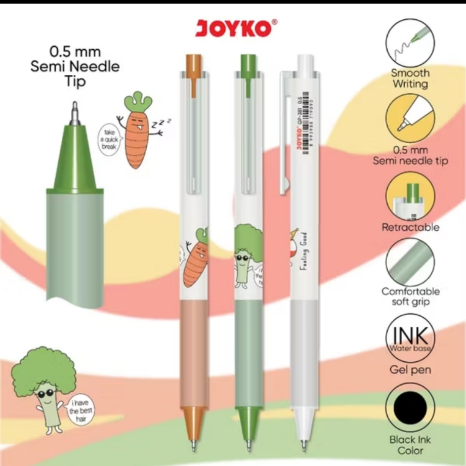 

Joyko Pena Gel Pen Pulpen GP-381 Feeling Good 0.5 mm 1 Box isi 12 Pcs