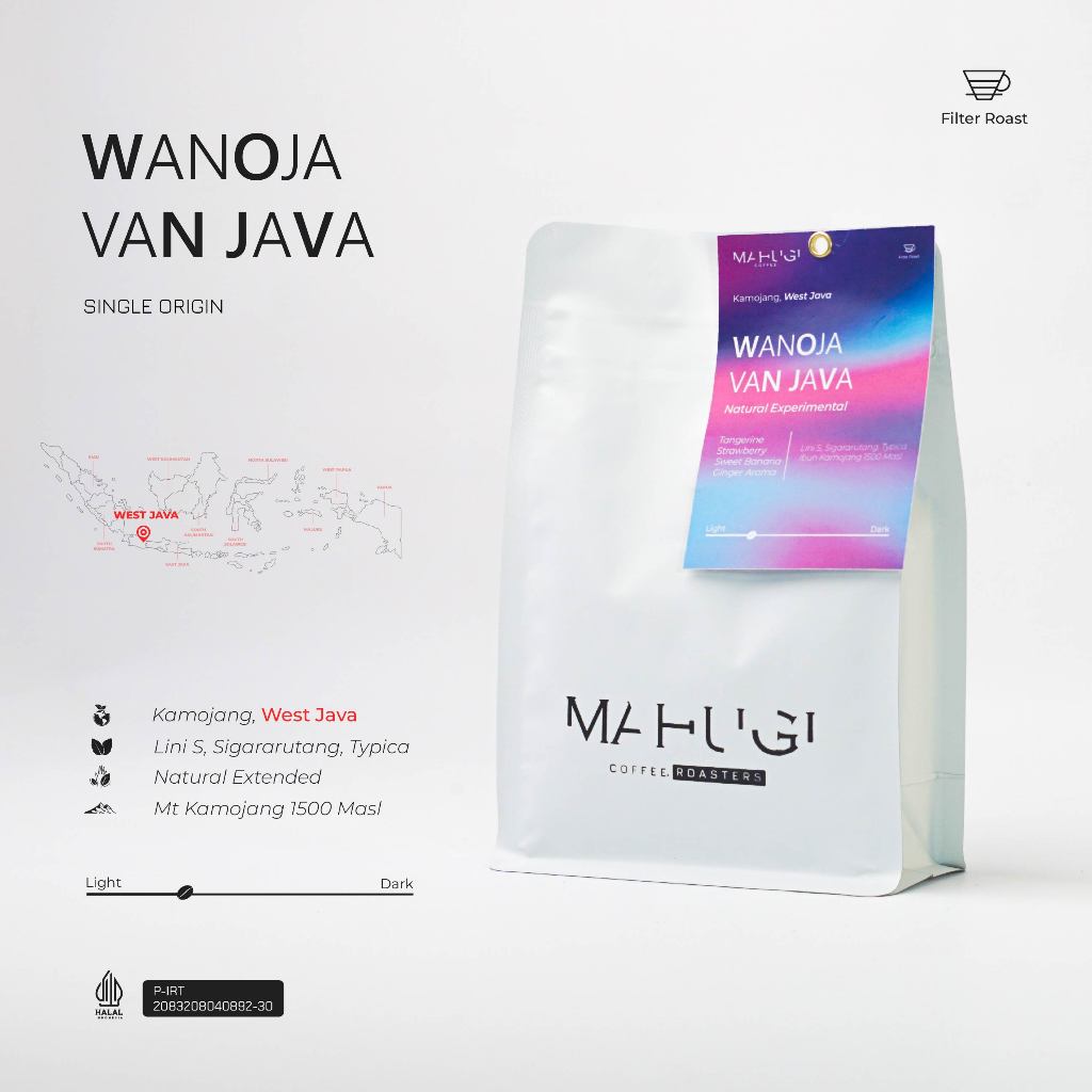 

Mahugi Coffee COE Series Wanoja Van Java - Extended Natural - Biji Kopi Arabika Speciality