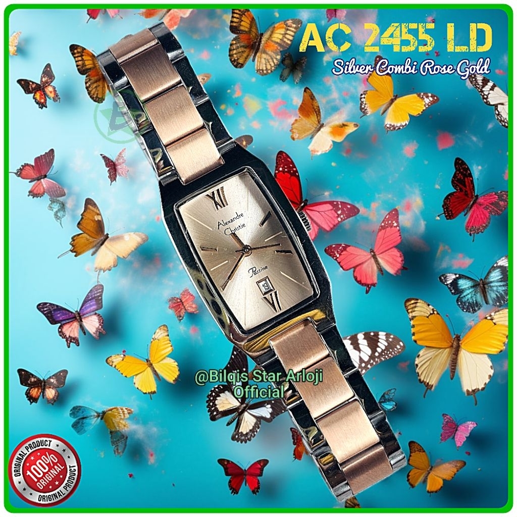 Alexandre Christie Wanita Kotak Ac 2455 Mini Tali Rantai Combi Original