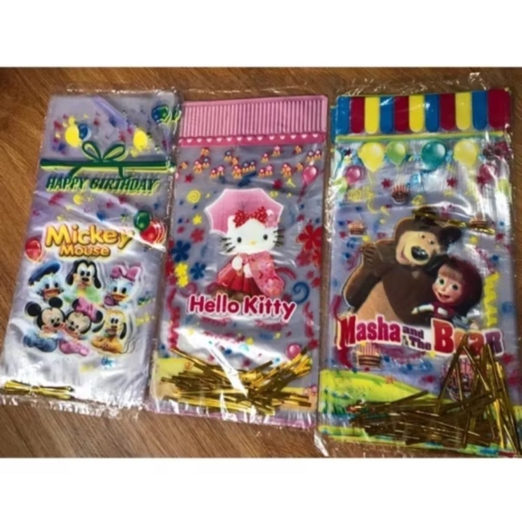 

PP Plastik Ulang Tahun 35x18cm/ Bingkisan Snack Karakter + Tali Pita Termurah