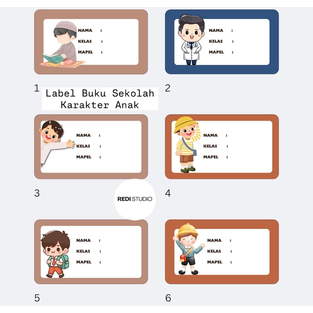 

[REDISTUDIO] Label Buku Sekolah Anak Karakter Profesi Cita-cita