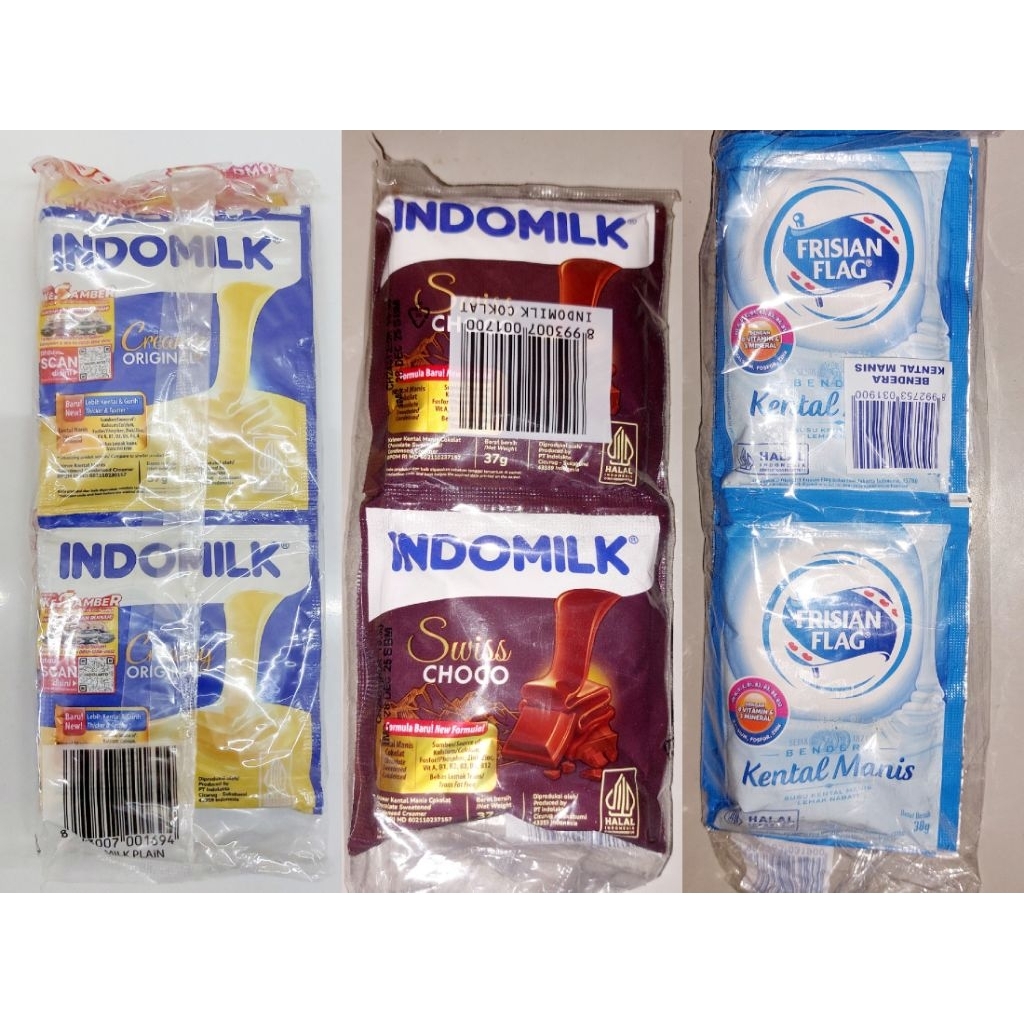 

SKM Kental Manis Sachet Indomilk Frisian Flag Bendera putih cokelat pack 6 × 37 gr