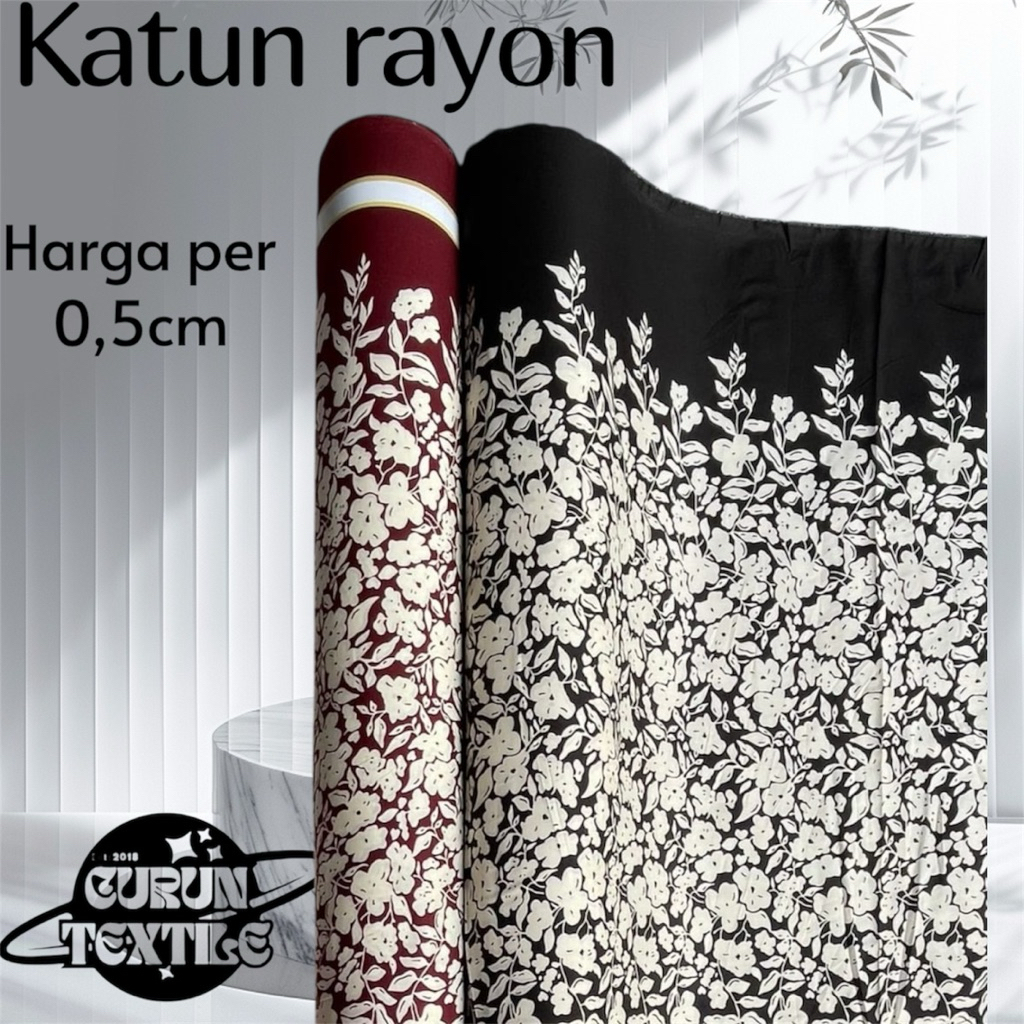 kain katun rayon premium motif kembang-rayon viscose