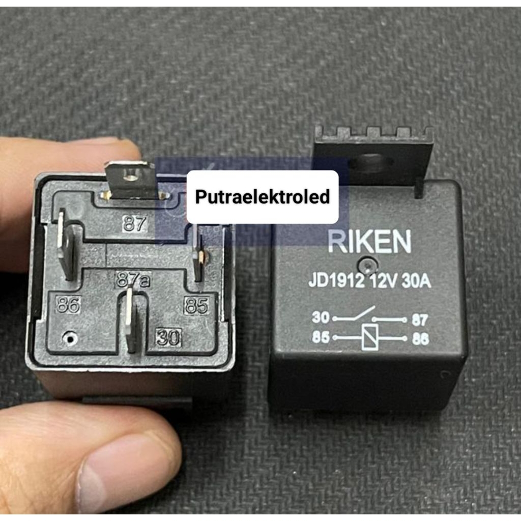 Relay Klakson DC 12V 30A 4 Kaki RIKEN Relay 4 Pin