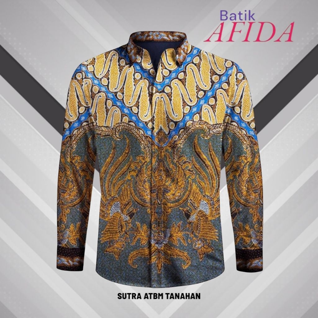 Kain Batik Tulis Halus Exclusive Sutra ATBM Tanahan Asli Tulis Full Manual Pola Kemeja ST011