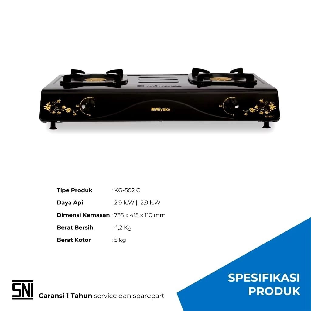 MIYAKO KG 502C KOMPOR GAS 2 TUNGKU 100% ORI