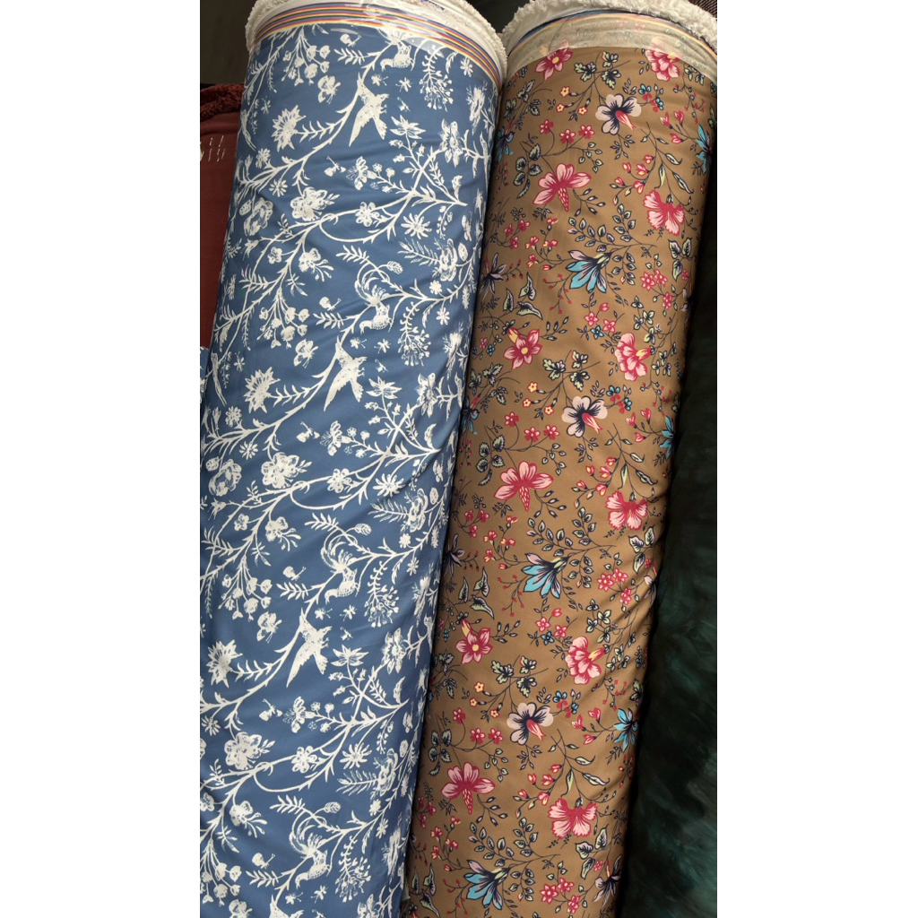 Kain parasut motif bunga Bahan kain parasut despo korea kain dewspo
