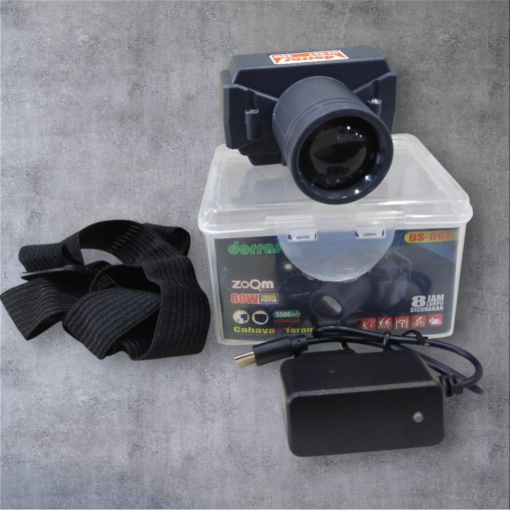 Senter kepala zoom 80 watt dorras ds 067 lampu putih
