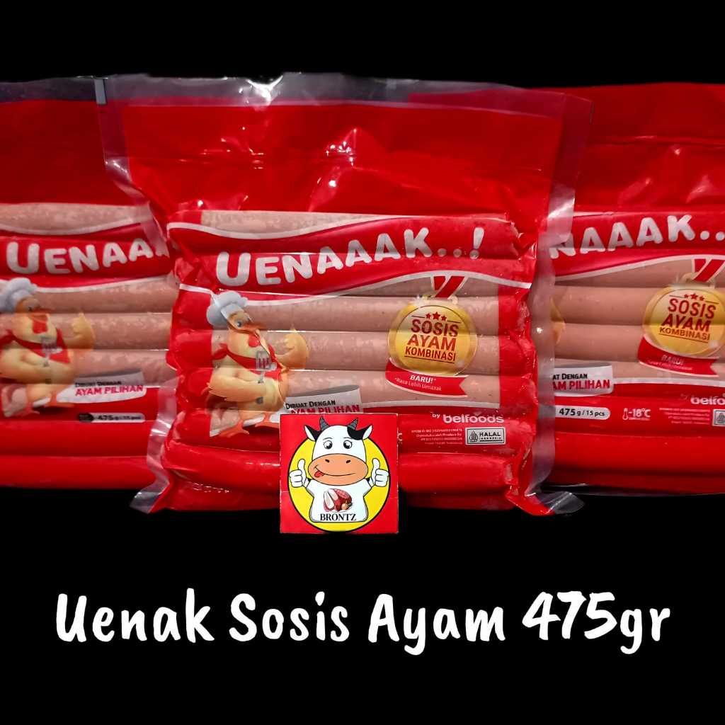 

BELFOODS SOSIS AYAM 475GR - UENAAK SOSIS AYAM 475Gr - FROZEN FOOD - BRONTZ JOGJA