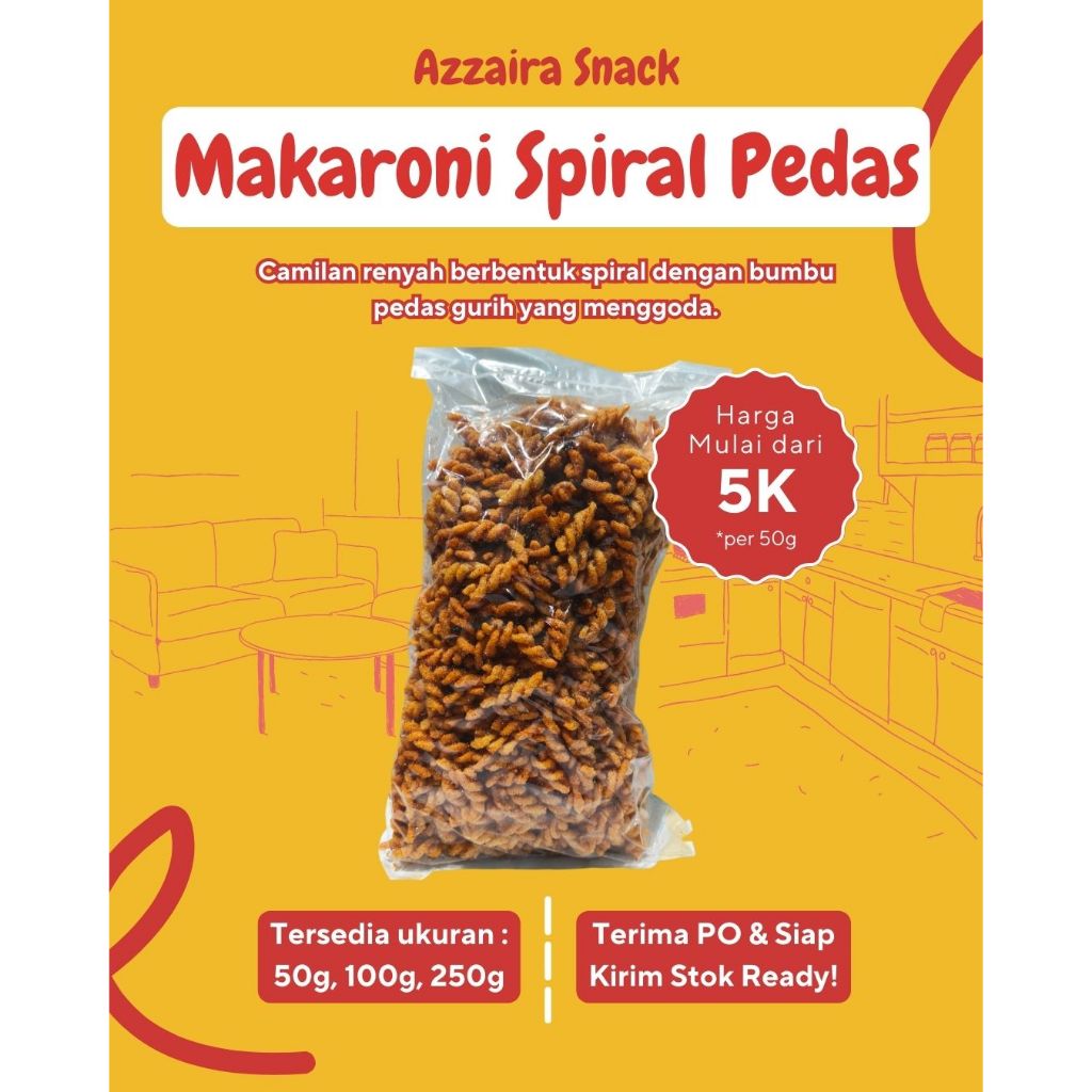 

MAKARONI SPIRAL PEDAS ASIN UKURAN 50gr / 100gr / 250gr | CEMILAN KILOAN | SNACK KRIUK