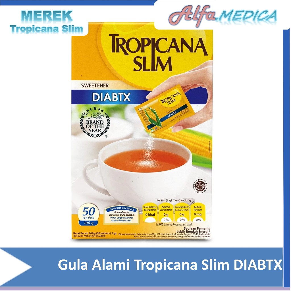 

Gula Tropicana Slim DIABTX isi 25 sachet - isi 50 sachet / Pemanis Alami