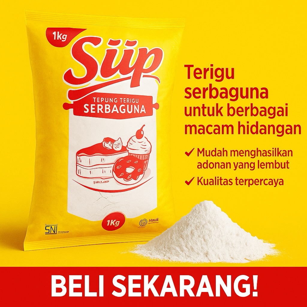

Siip Tepung Terigu Serbaguna 1kg – Andalan Kue & Gorengan Empuk!