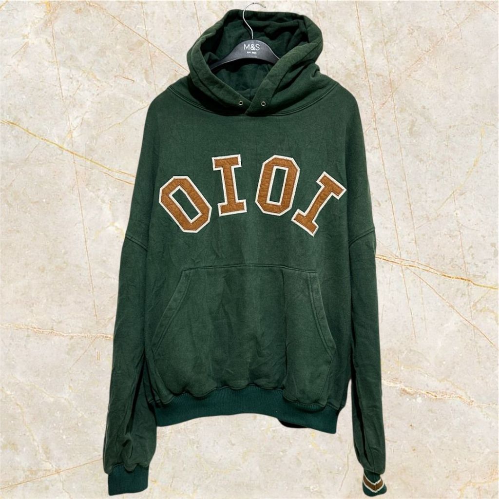 5252 by 00 hoodie oversize boxy warna hijau botol bordir velvet Oioi