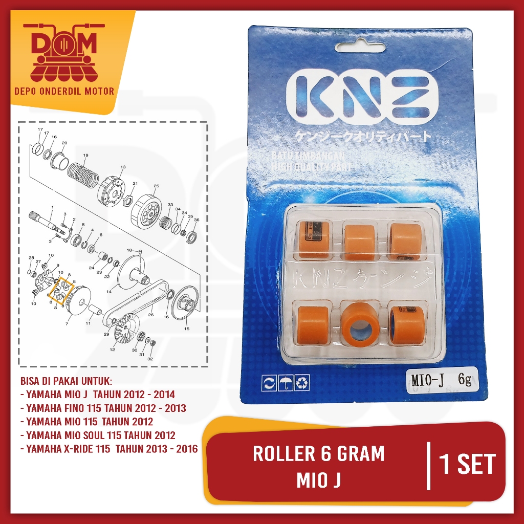 Roller MIO J 6 Gram (KNZ) Batu Timbangan Roler Racing YAMAHA Mio Soul GT 115 X Ride Fino 115 Nouvo