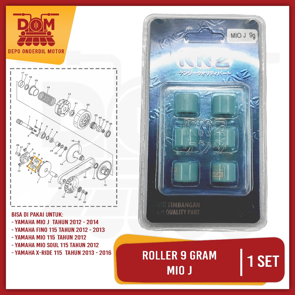 Roller MIO J 9 GRAM (KNZ) Batu Timbangan Roler Racing YAMAHA Mio Soul GT 115 X Ride Fino 115 Nouvo