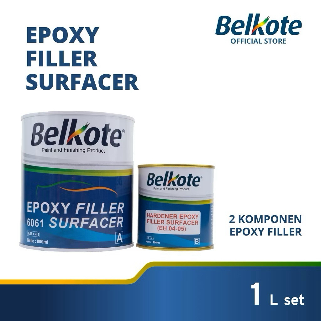 Belkote Epoxy Filler 6061 Surfacer GREY - 1L (Cat Dasar Epoxy / Cat Mobil / Cat Anti Karat)