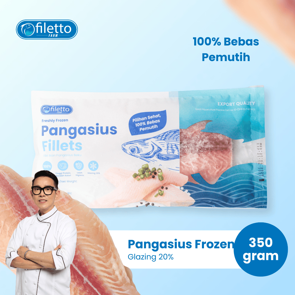 

Filetto Ikan Pangasius Dory Patin Frozen Fish Fillet Premium Bebas Pemutih 350gram