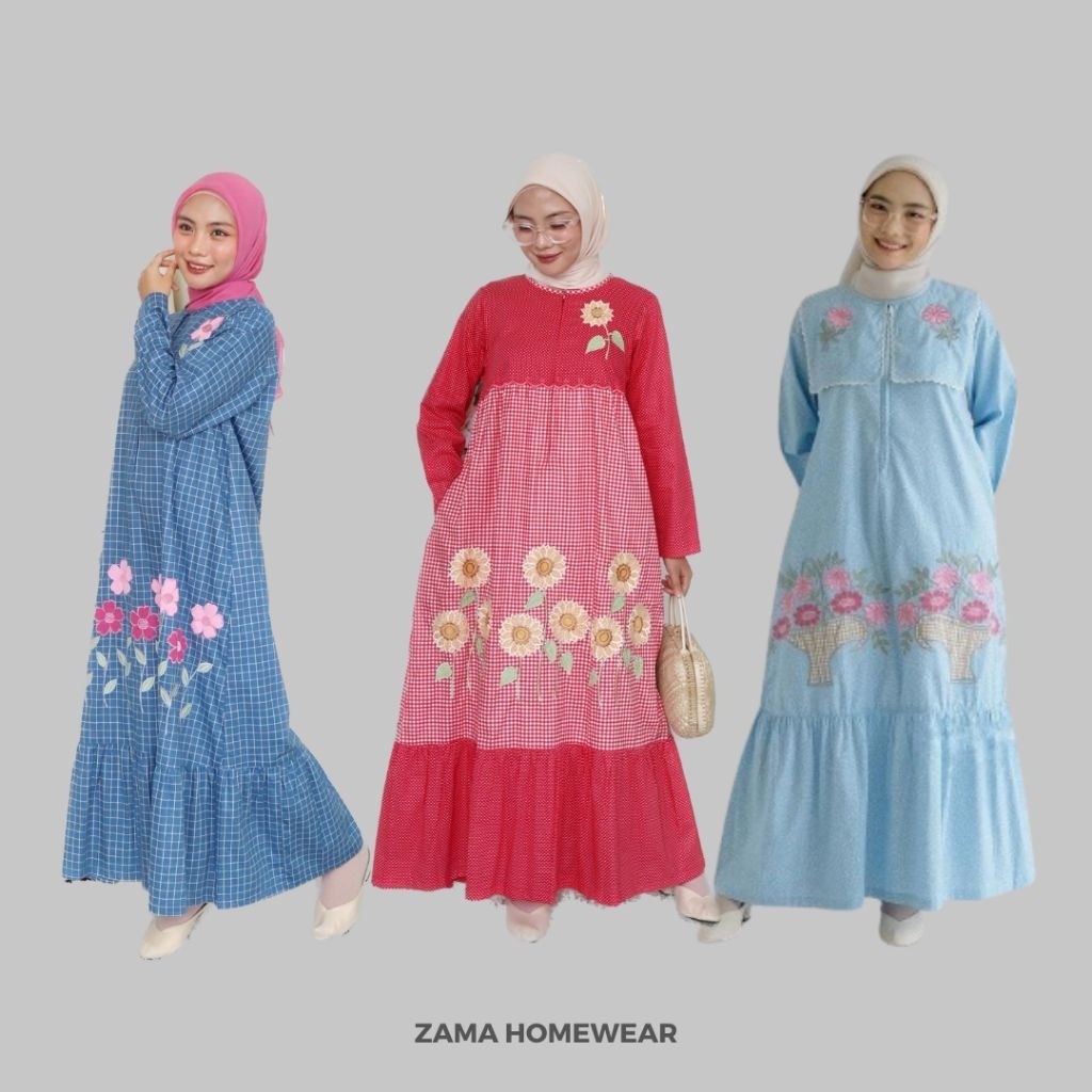 ZAMA | Daster Panjang Ruffle Bordir Khas Malang