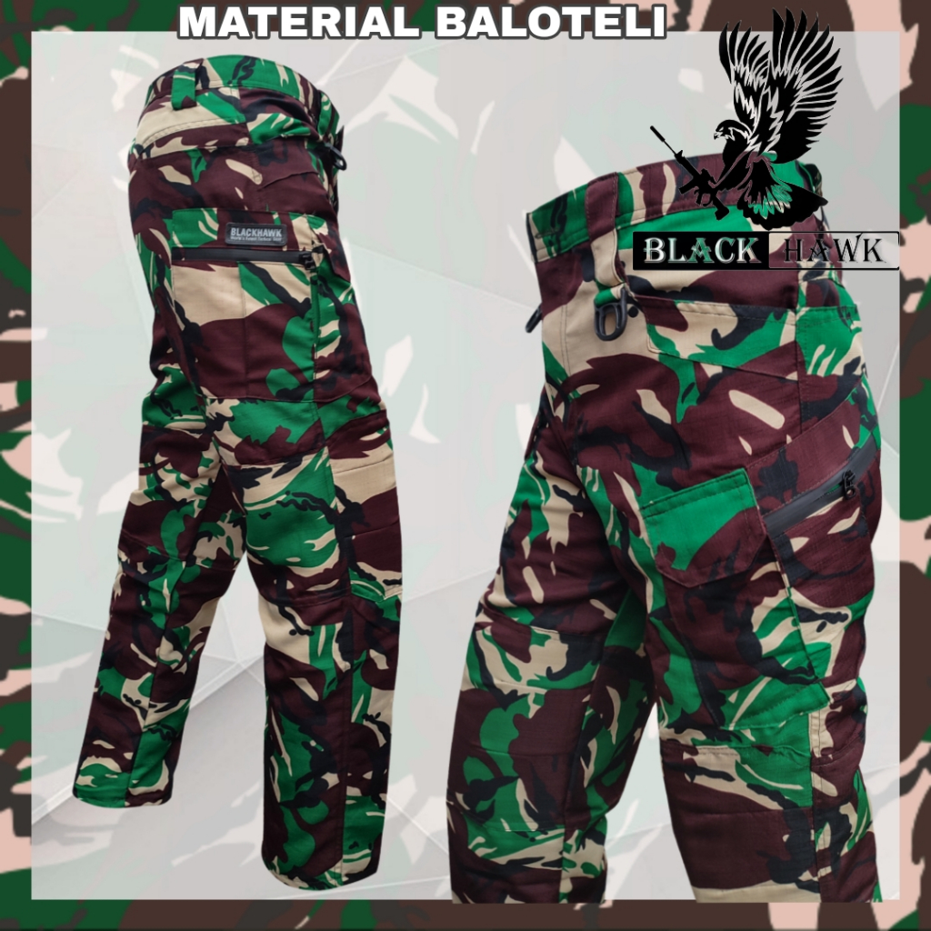 Celana Tactical Blackhawk Loreng Manvinas TNI Universal - Bahan Balotelli Quick Dry & Resleting Wate