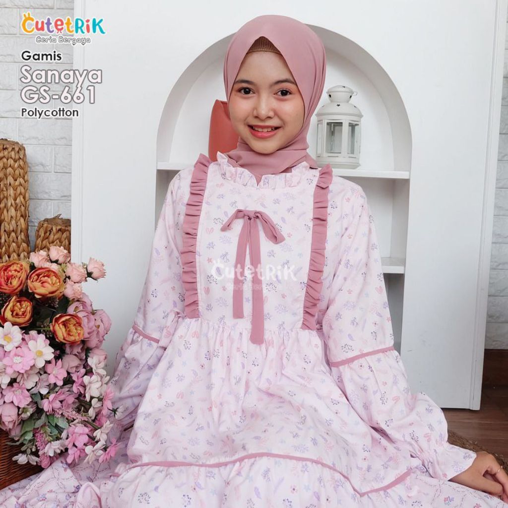 TERBARU 2025  SANAYA CUTETRIK GAMIS MODEL TERBARU 2025 AZNA INKA RUFFLE ZEVA DRESS WARNA SALEM BIRU 