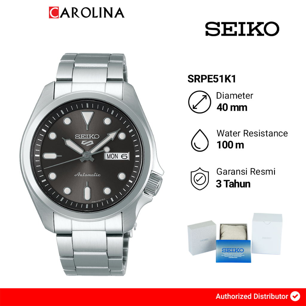Jam Tangan Pria Seiko 5 Sports SRPE51K1 SKX Sports Style Grey Dial Stainless Steel Strap
