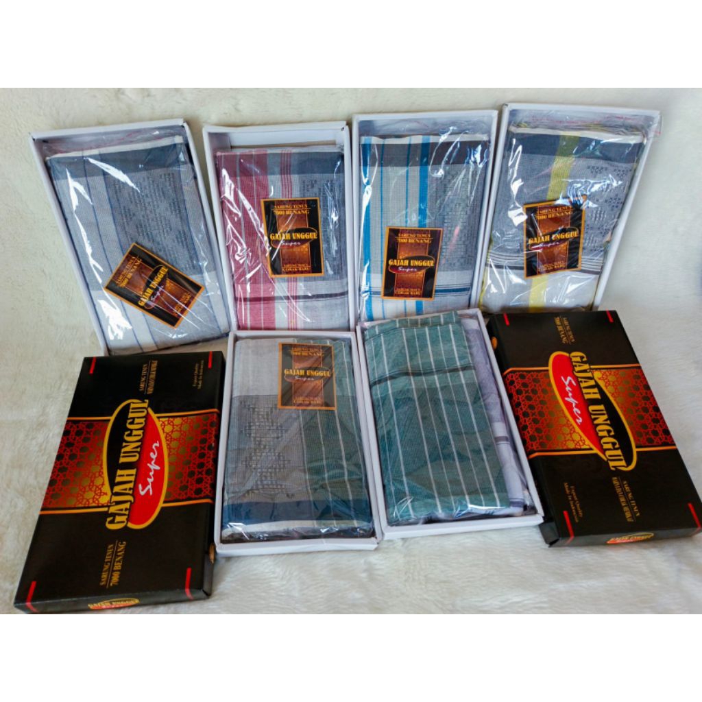 ECER SARUNG TENUN GAJAH UNGGUL / MULTAZAM KEMASAN DUS, murah berkualitas untuk souvenir haji & umroh