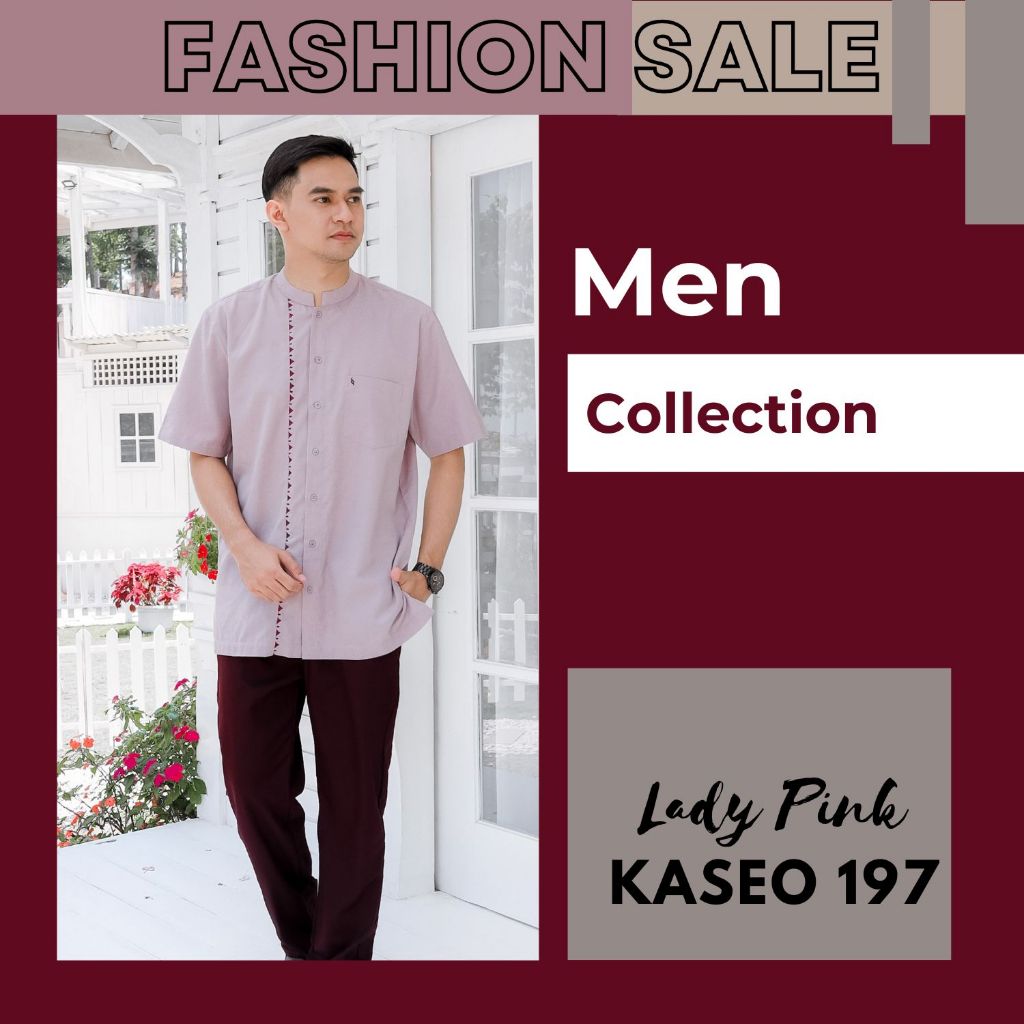 BAJU ATASAN LENGAN PENDEK PRIA KOKO SEPLY KASEO 197 LADY PINK