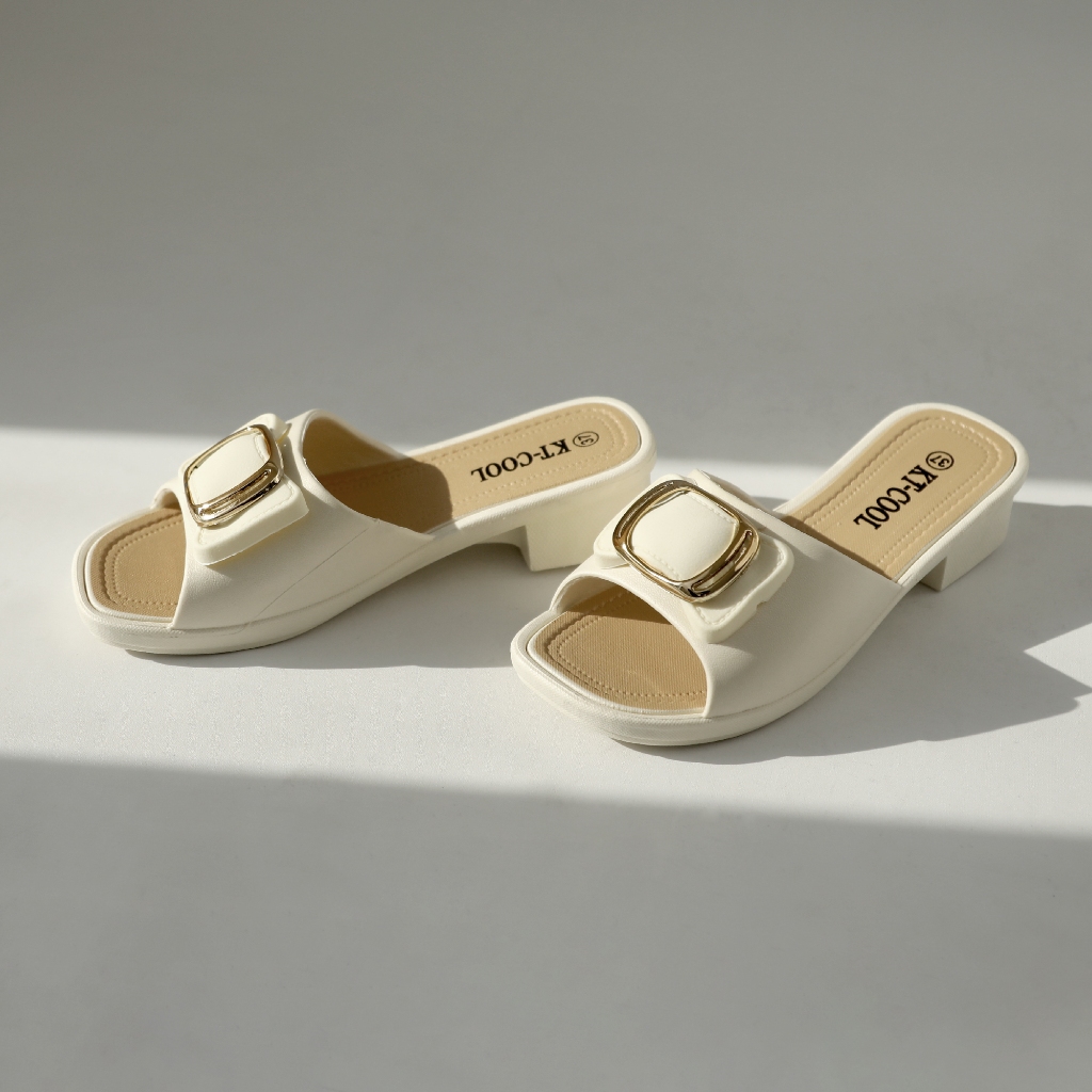 KT-COOL Sandal Hak Pendek Wanita Elegan Selop  Hak Tahu Empuk & Stylish Ukuran 37-40 7001