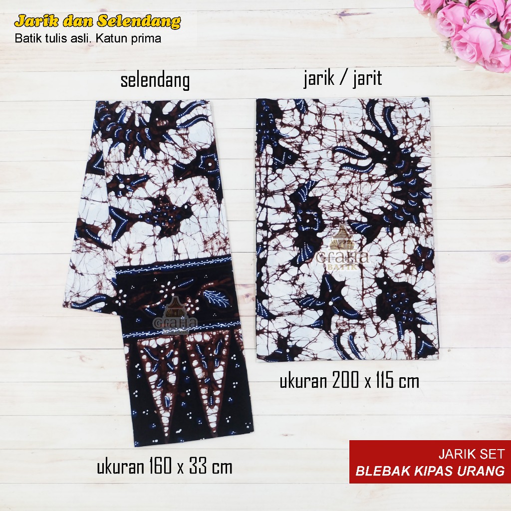 JARIK JARIT SELENDANG BATIK TULIS BAKARAN PAKAIAN BAJU ADAT PATI BLEBAK KIPAS URANG