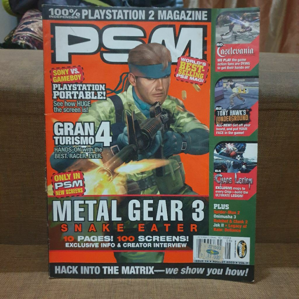 Majalah Game Vintage Import PSM Playstation 2 Magazine cover Metal Gear Solid 3 August 2003