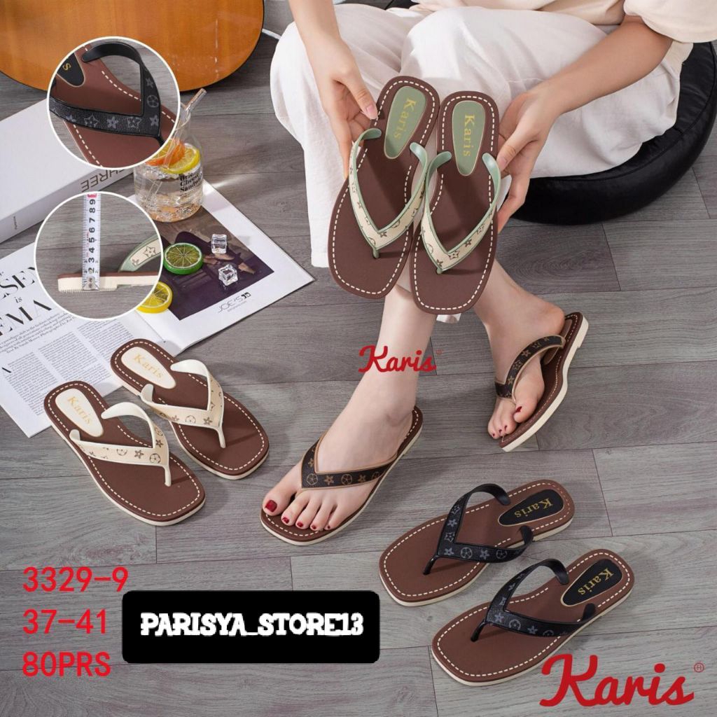 KARIS 3329-9 | Sandal jepit karet jelly wanita | Sendal impor kekinian anti slip dan tidak licin